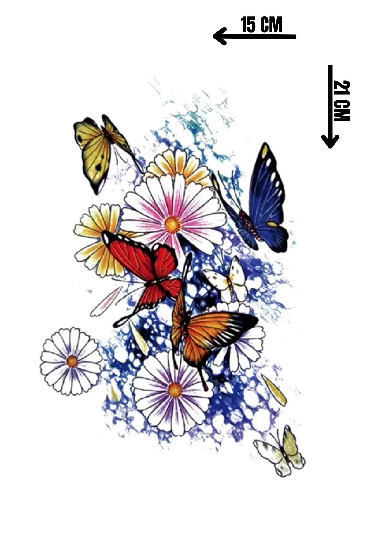 Geçici Çiçek Ve Kelebek Figürlü Dövme Tattoo
