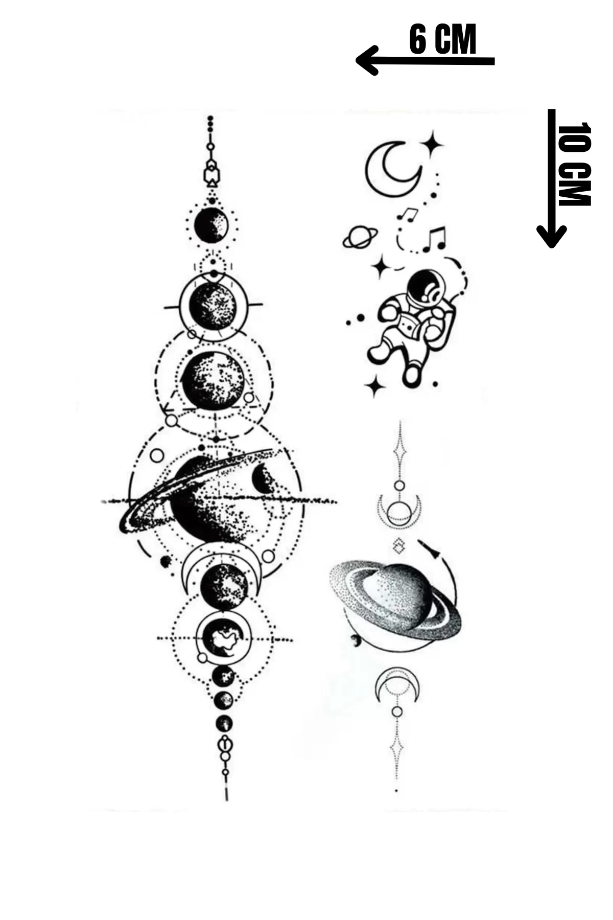 Geçici Gezegen Figürlü Mini Dövme Tattoo