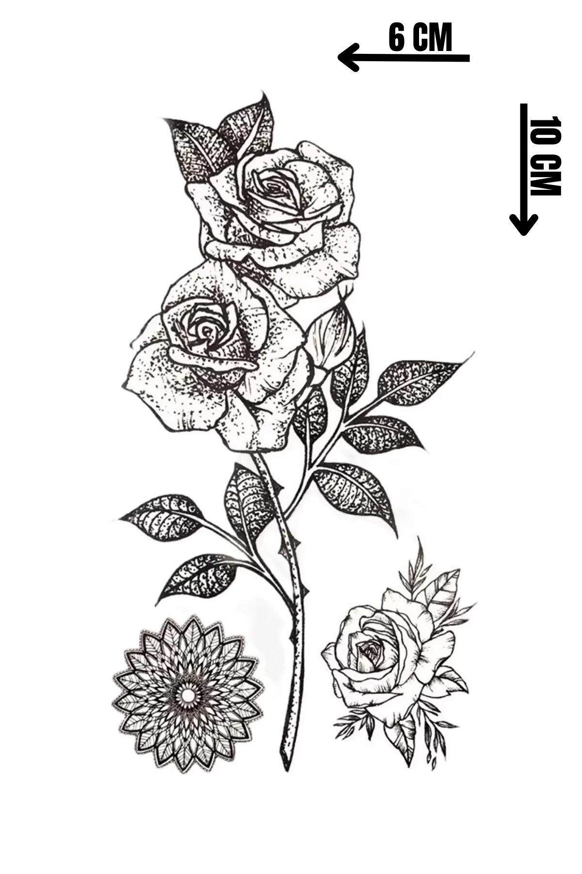 Geçici Gül Figürlü Mini Dövme Tattoo