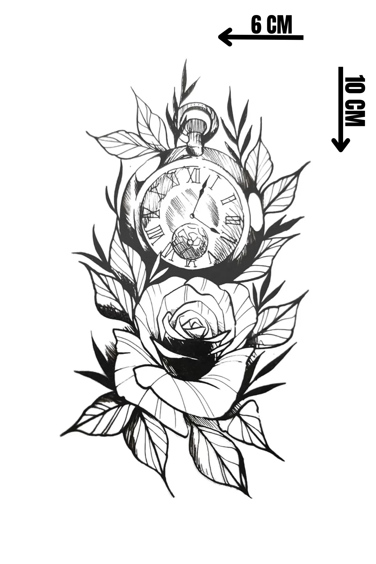 Geçici Gül Ve Saat Figürlü Mini Dövme Tattoo
