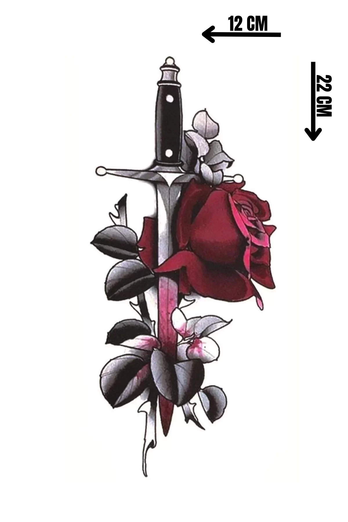 Geçici Kama Ve Gül Figürlü Dövme Tattoo