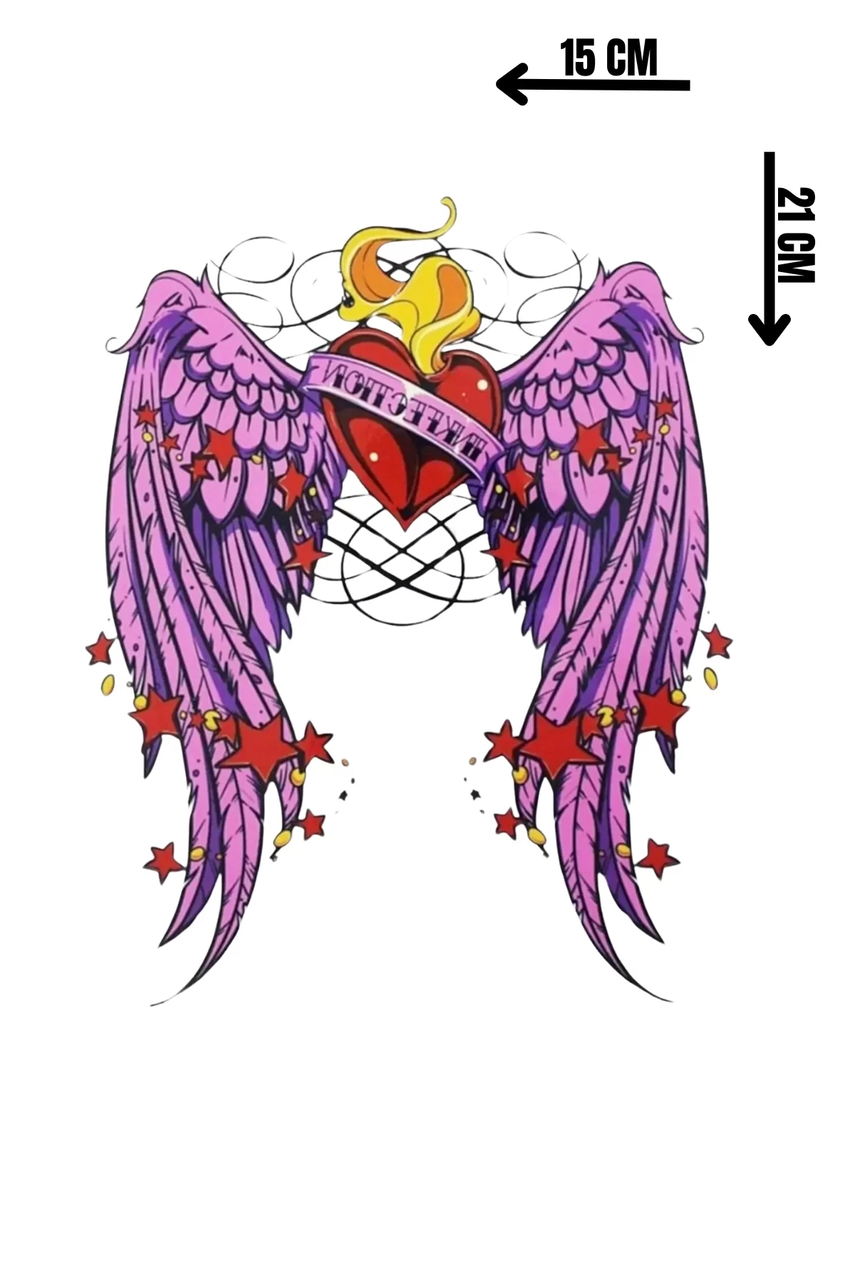 Geçici Kanatlı Kalp Dövme Tattoo