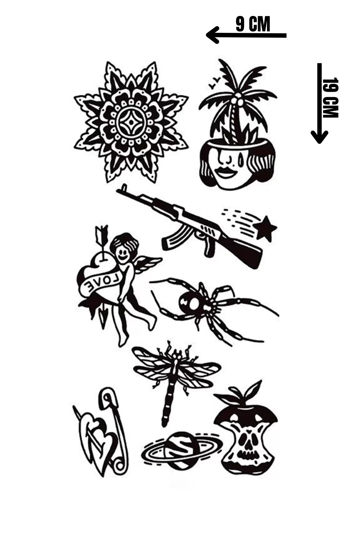 Geçici Karışık Figürlü Dövme Tattoo