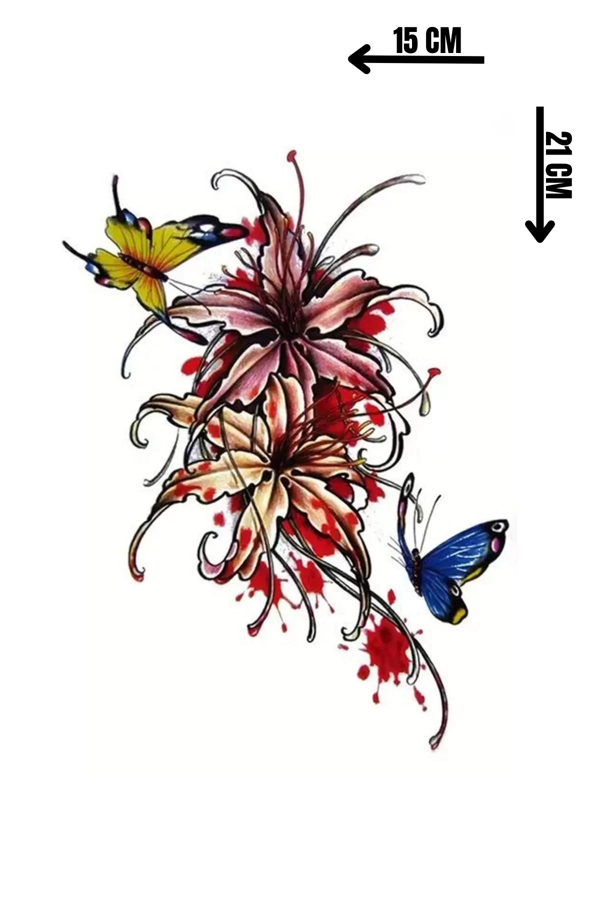 Geçici Kelebek Ve Çiçek Figürlü Dövme Tattoo