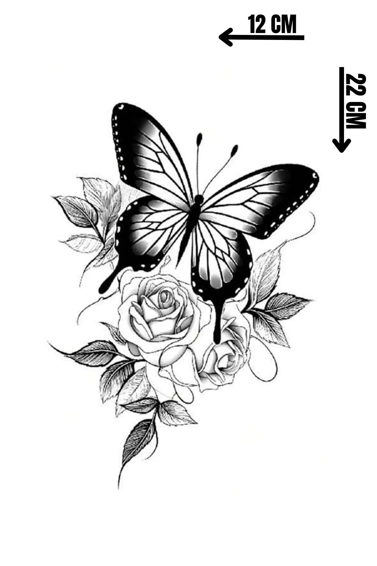 Geçici Kelebek Ve Gül Figürlü Dövme Tattoo
