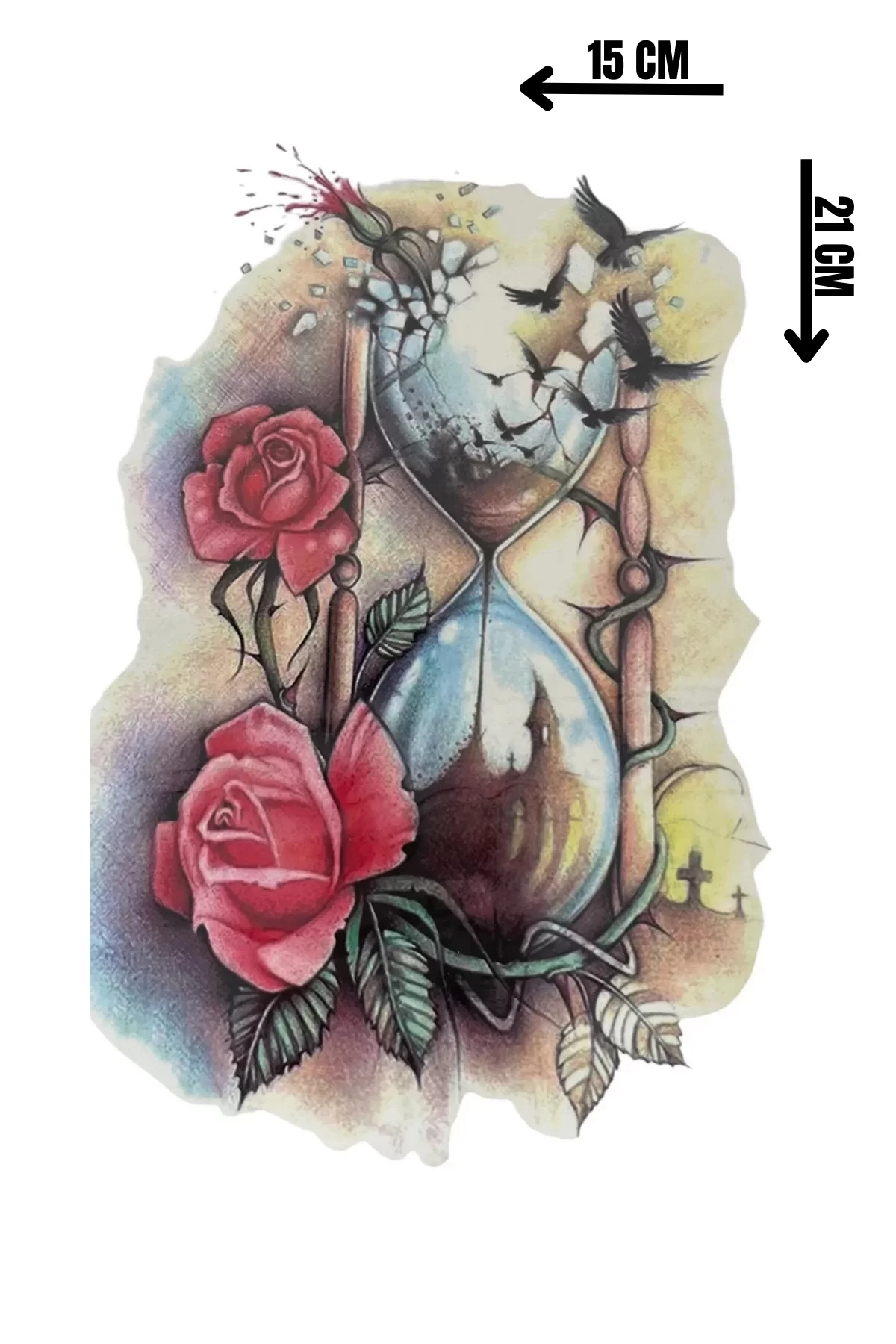Geçici Kum Saati Ve Çiçek Figürlü Dövme Tattoo