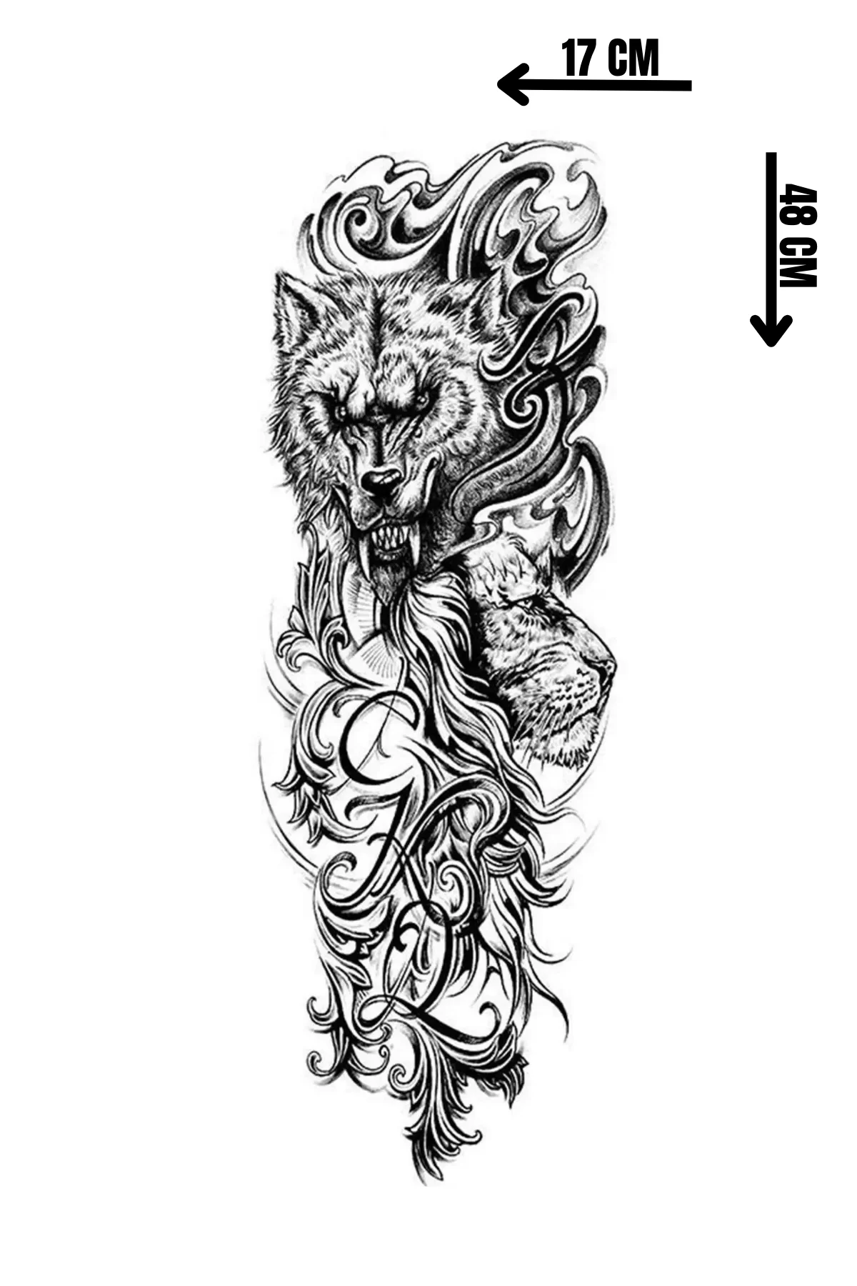 Geçici Kurt Figürlü Dövme Tattoo
