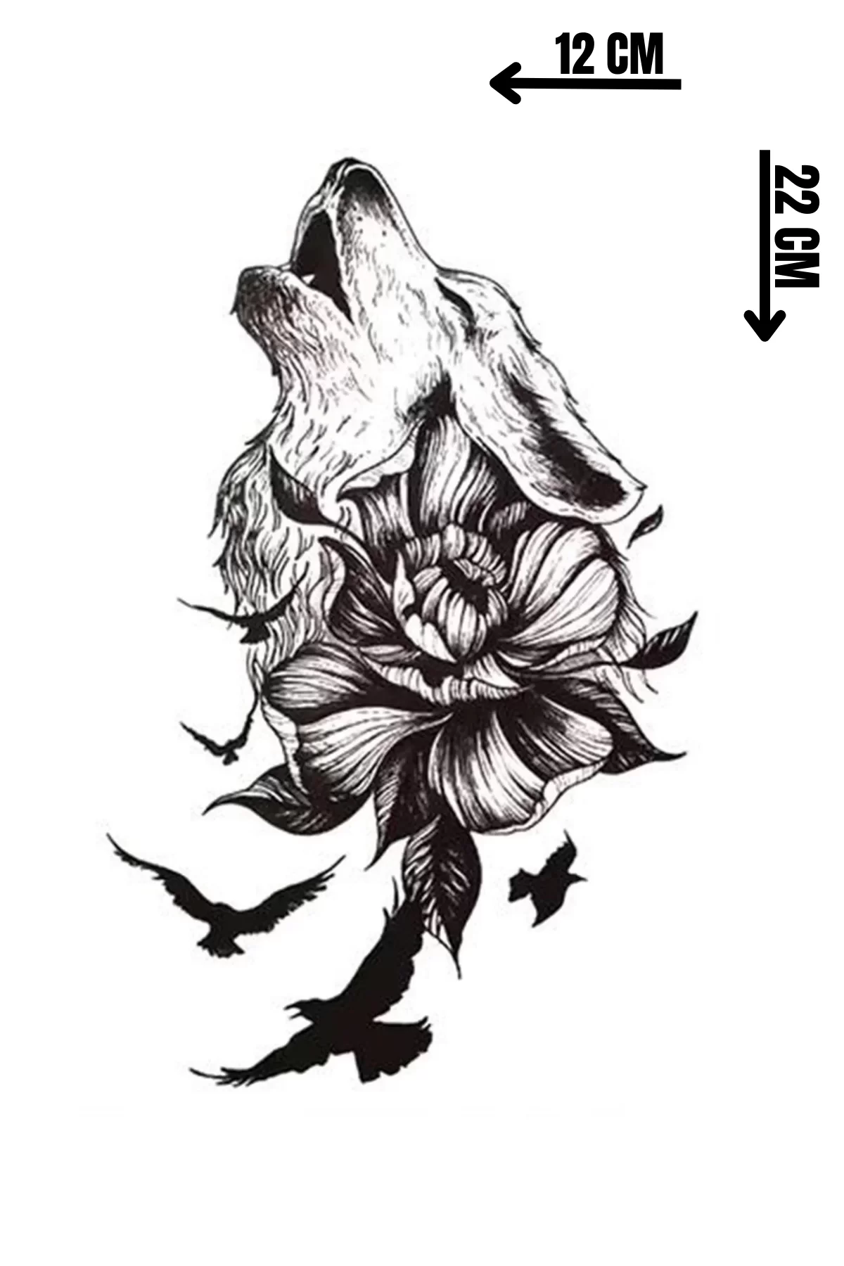 Geçici Kurt Figürlü Dövme Tattoo