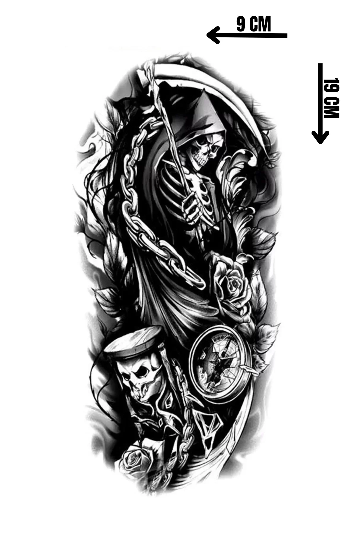 Geçici Kuru Kafa Figürlü Dövme Tattoo