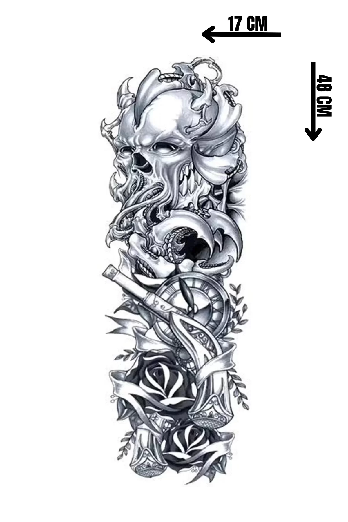 Geçici Kuru Kafa Figürlü Dövme Tattoo