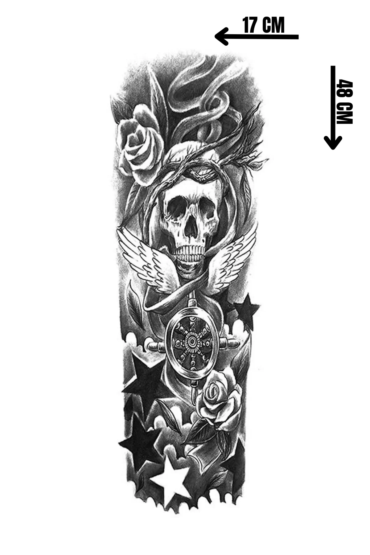 Geçici Kuru Kafa Figürlü Dövme Tattoo