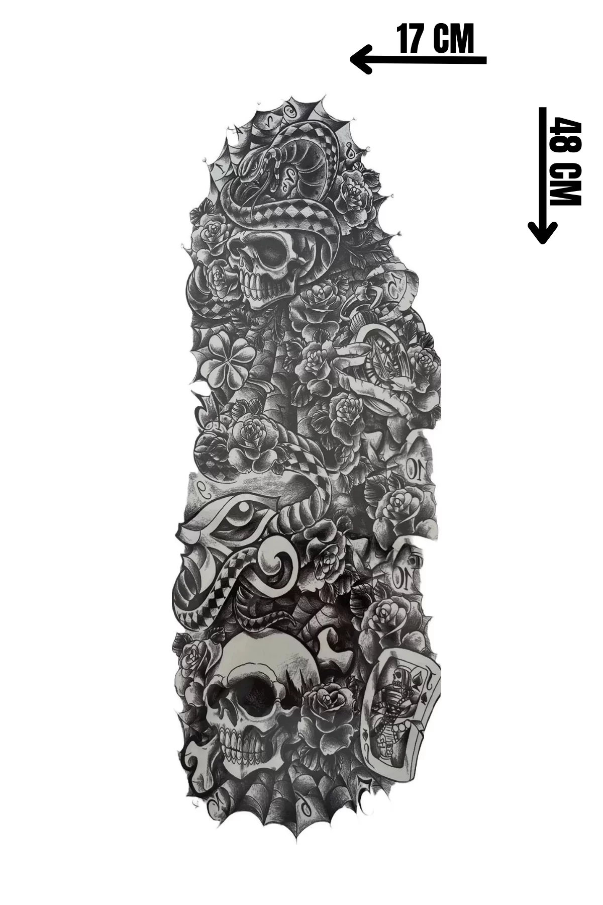Geçici Kuru Kafa Figürlü Dövme Tattoo