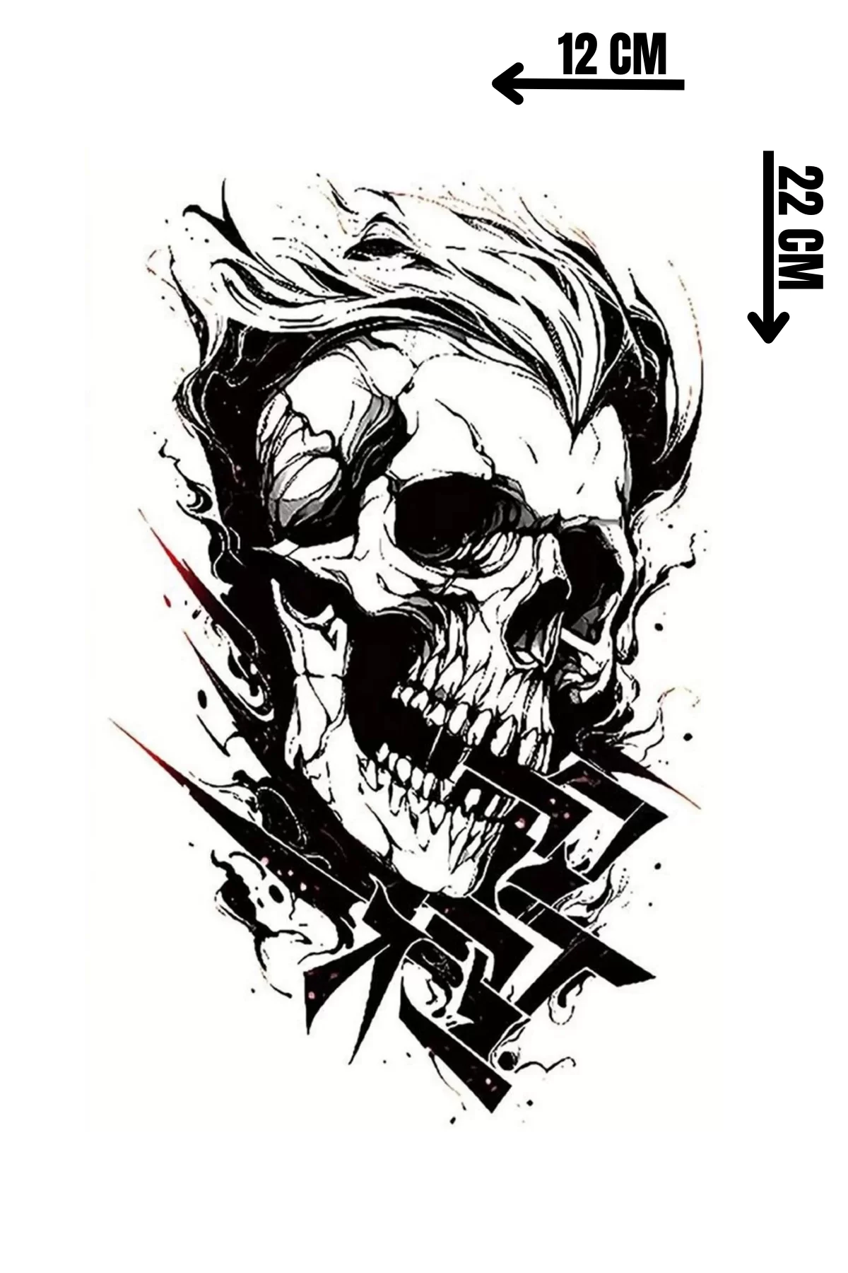 Geçici Kuru Kafa Figürlü Dövme Tattoo