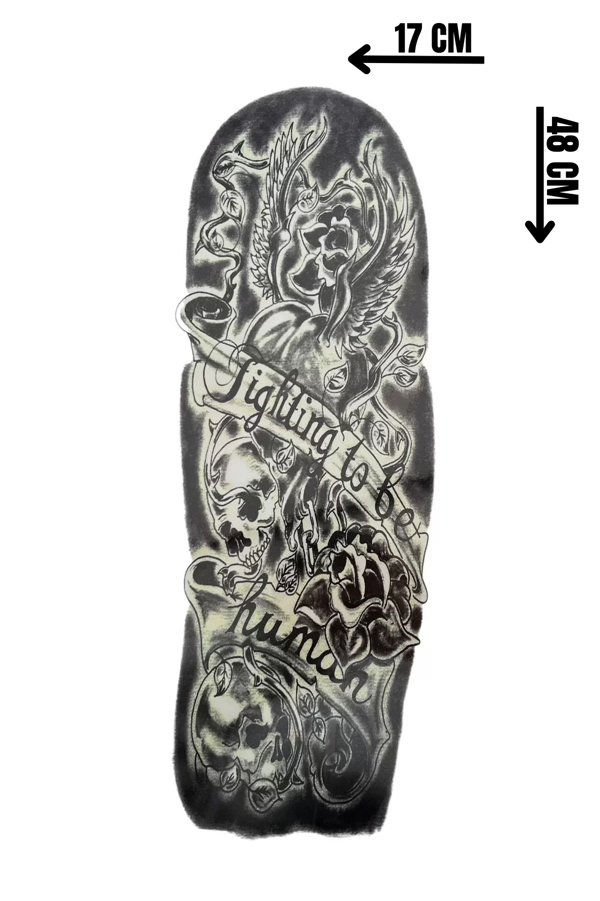 Geçici Kuru Kafa Ve Çiçek Figürlü Dövme Tattoo