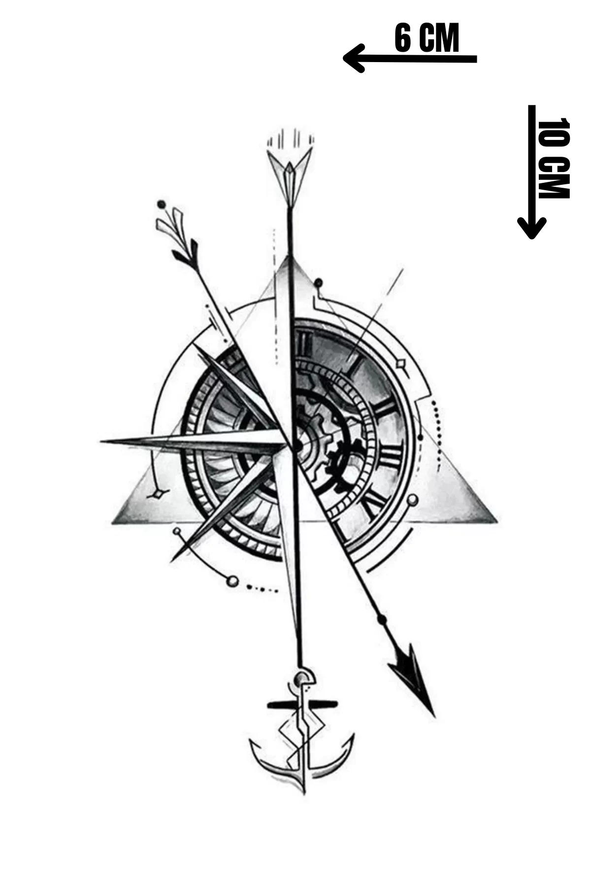 Geçici Pusula Figürlü Mini Dövme Tattoo
