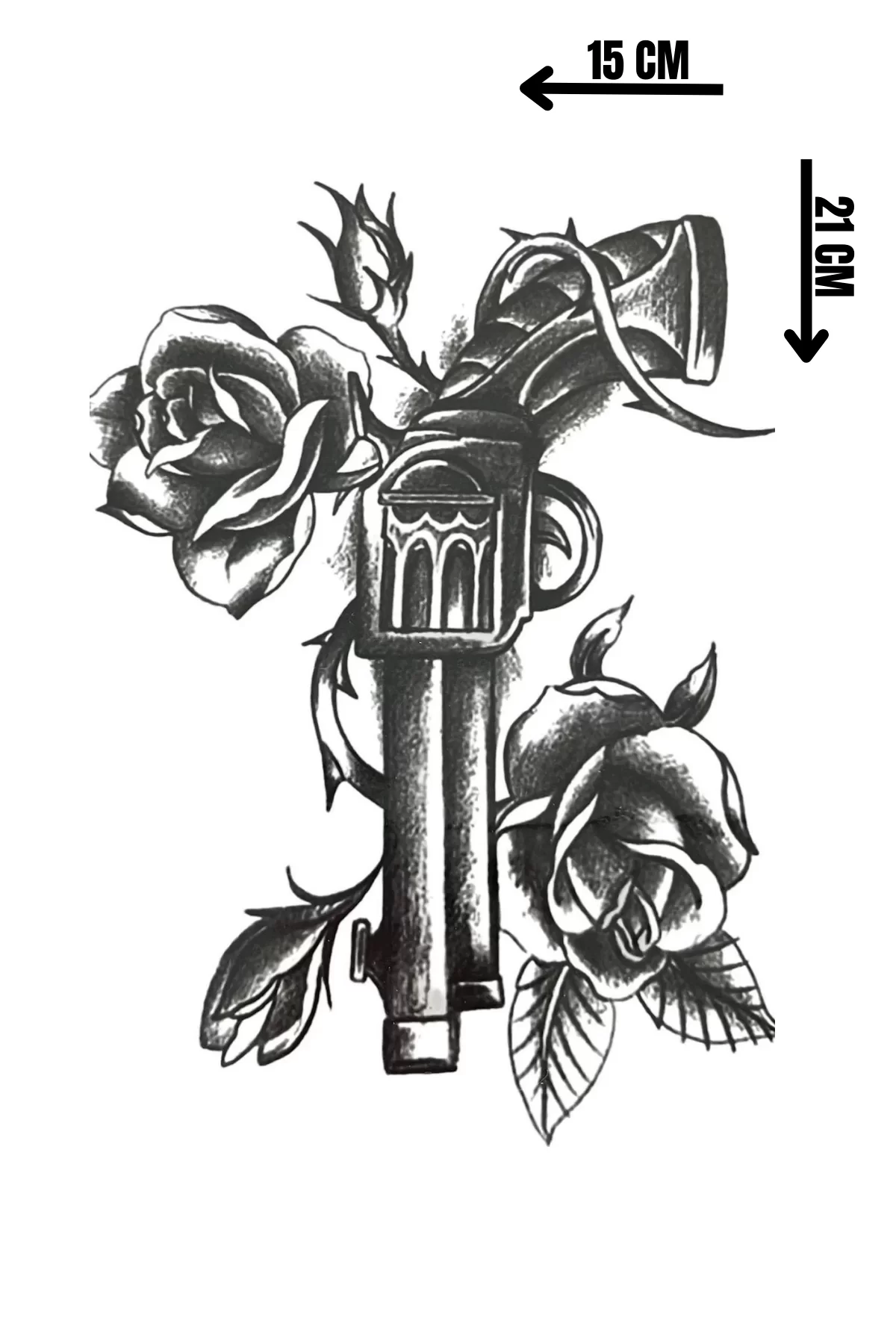 Geçici Silah Ve Çiçek Figürlü Dövme Tattoo