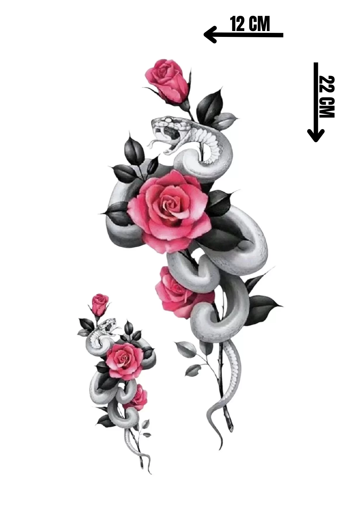 Geçici Yılan Ve Gül Figürlü Dövme Tattoo