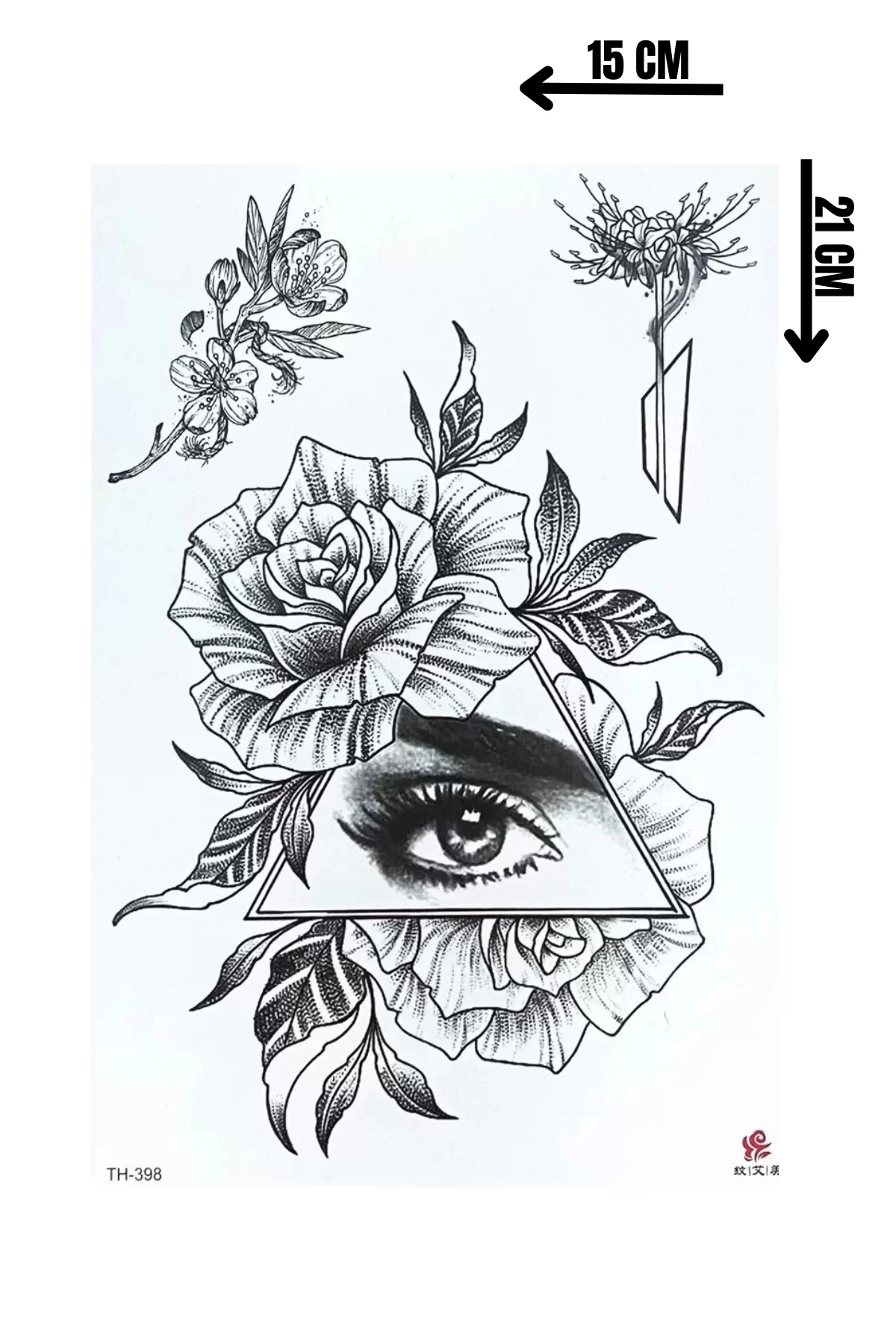 Gerçekçi Geçici Gül ve Göz Dövme Tattoo