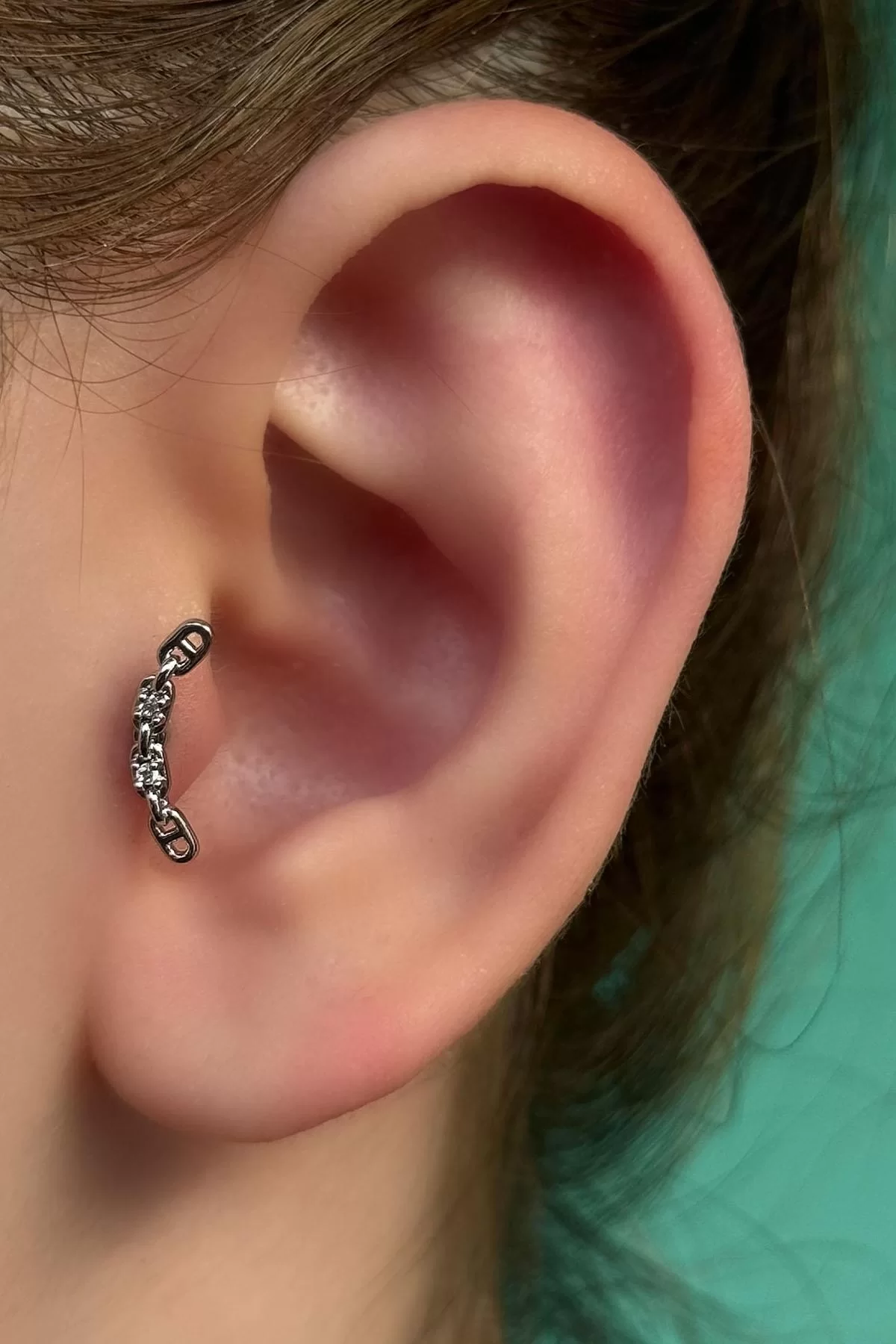 Gümüş Renk Cerrahi Çelik Tragus/Kıkırdak Küpe/Piercing (Tek)