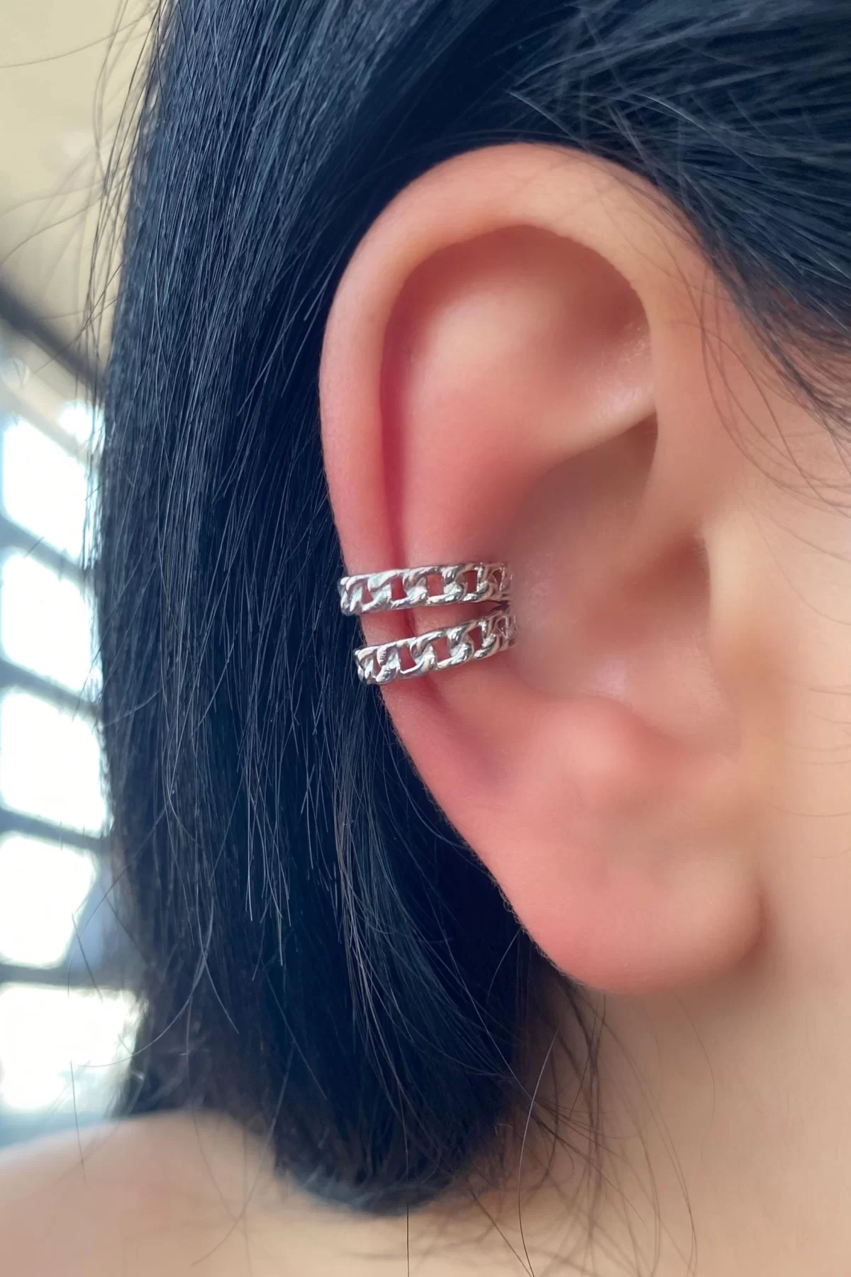 Gümüş Renk Halka Ear Cuff (Çift)