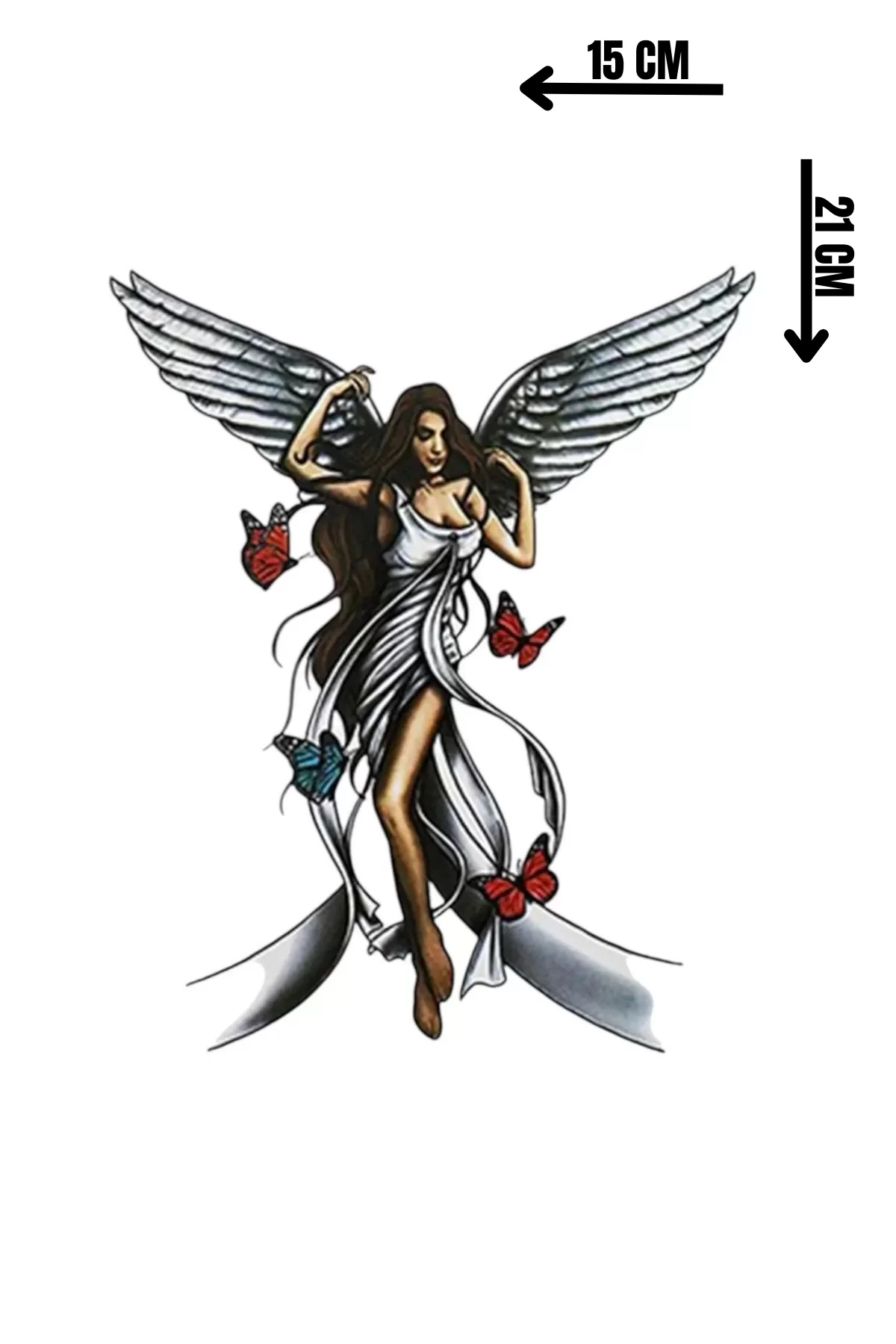 Karışık Renk Melek Figürlü Dövme Tattoo