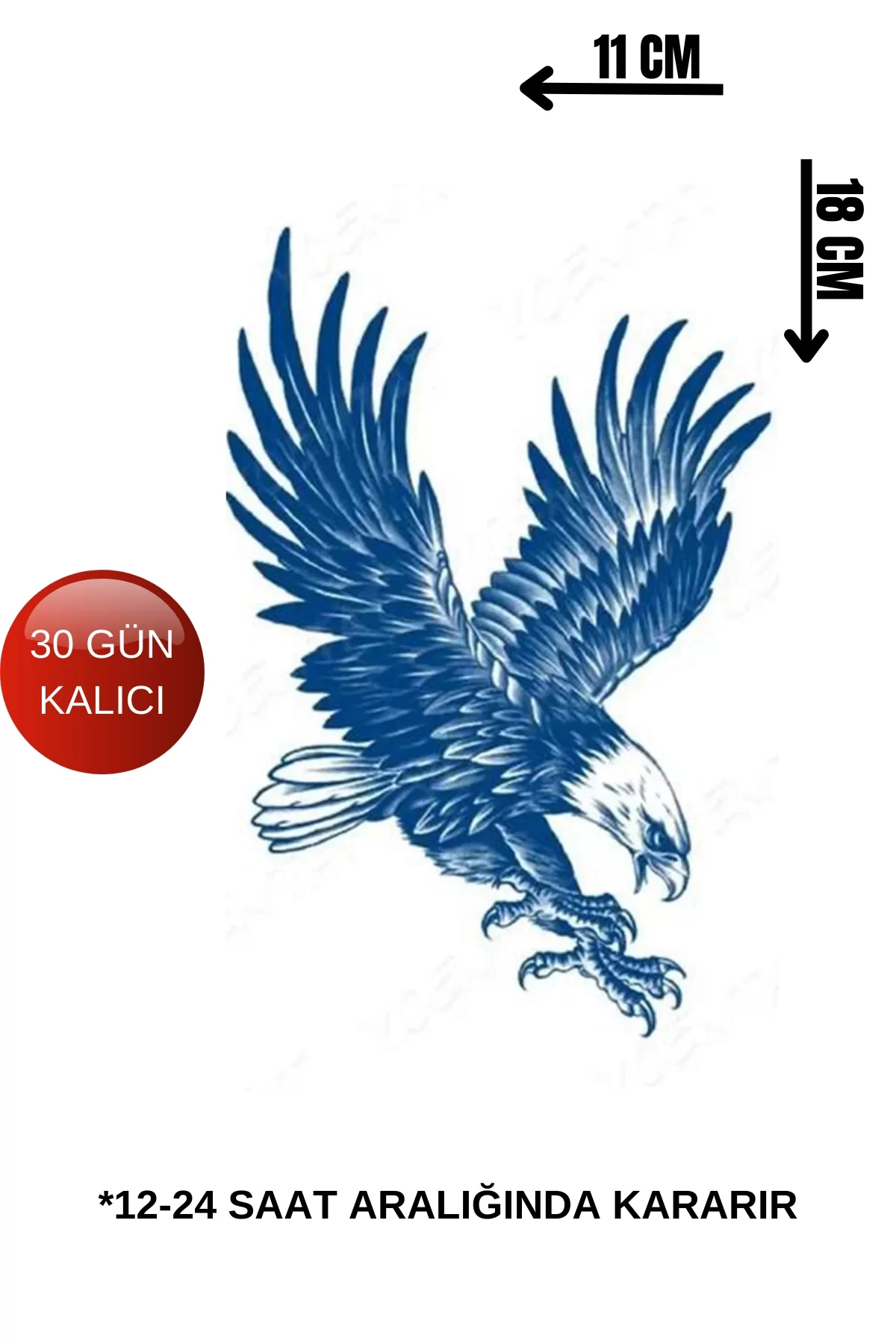 Kartal Figürlü 12 Saat Sonra Kararan Geçici Dövme Tattoo