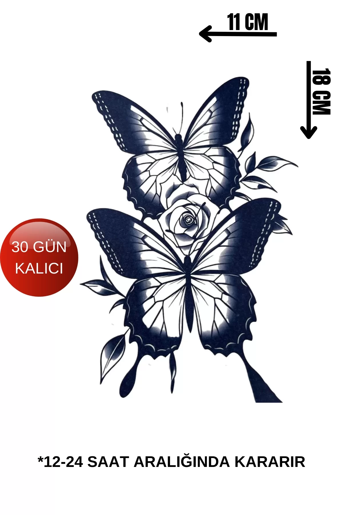 Kelebek Figürlü 12 Saat Sonra Kararan Geçici Dövme Tattoo