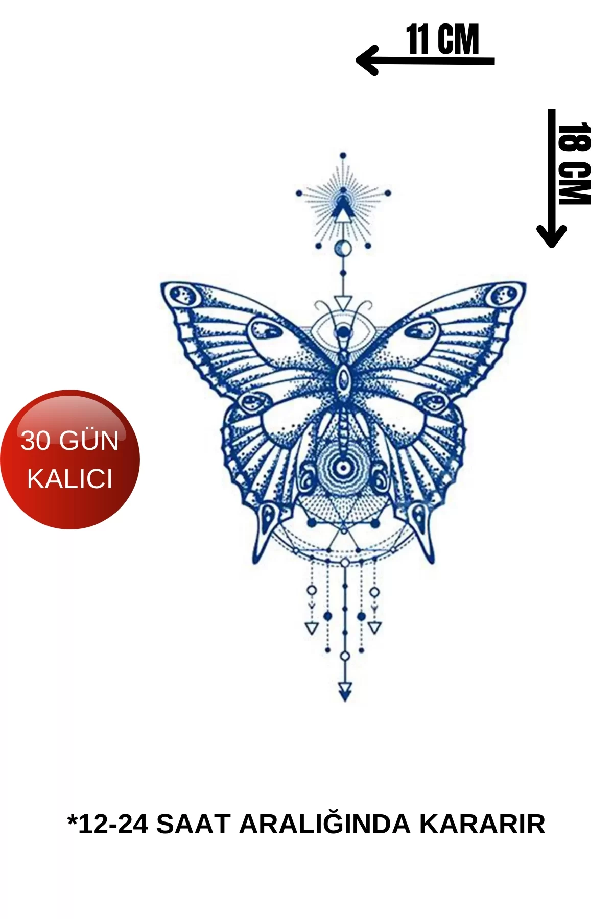 Kelebek Figürlü 12 Saat Sonra Kararan Geçici Dövme Tattoo