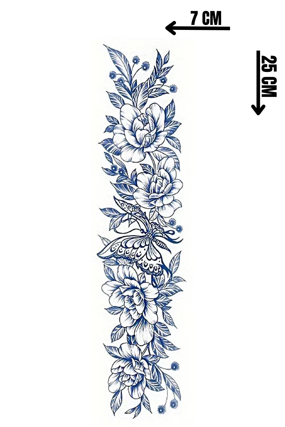 Kelebek Ve Çiçek Figürlü 12 Saat Sonra Kararan Geçici Dövme Tattoo