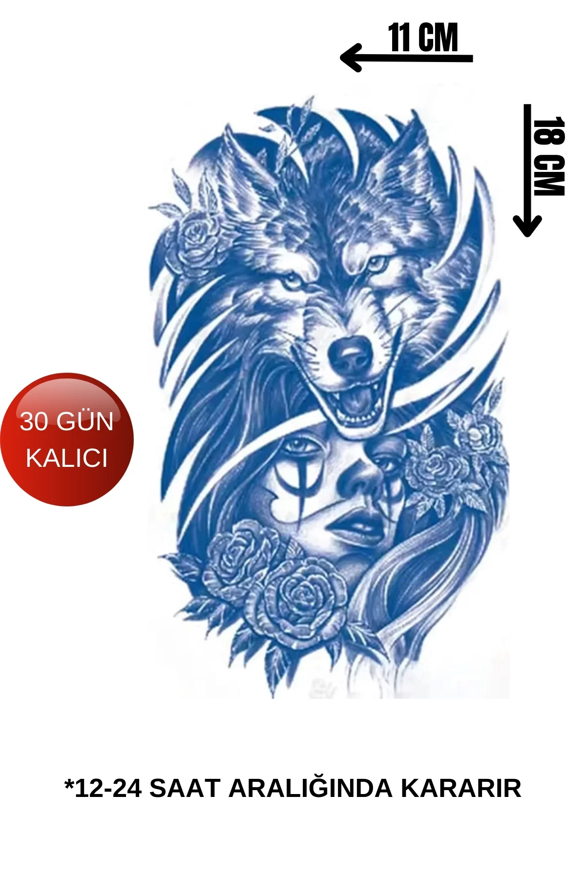 Kurt Figürlü 12 Saat Sonra Kararan Geçici Dövme Tattoo