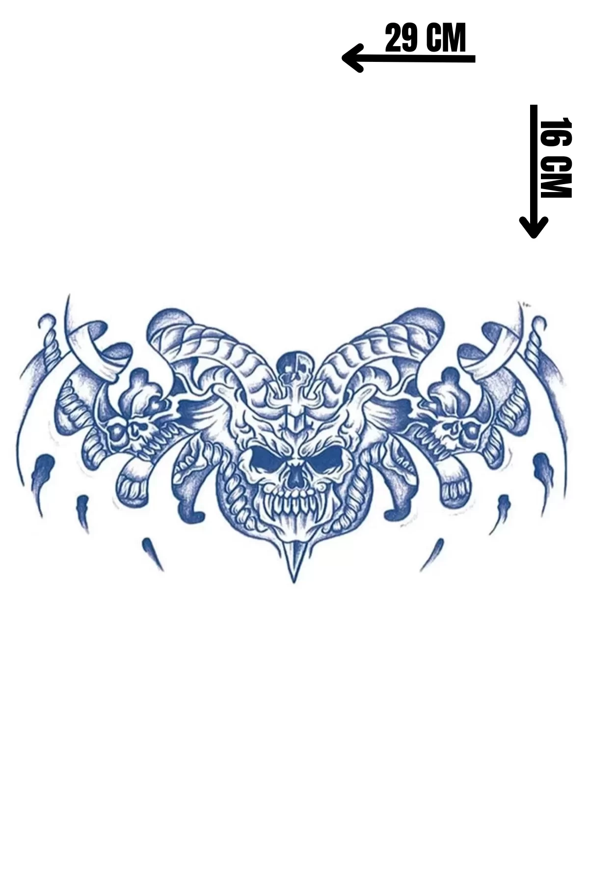 Kurukafa Figürlü 12 Saat Sonra Kararan Geçici Dövme Tattoo