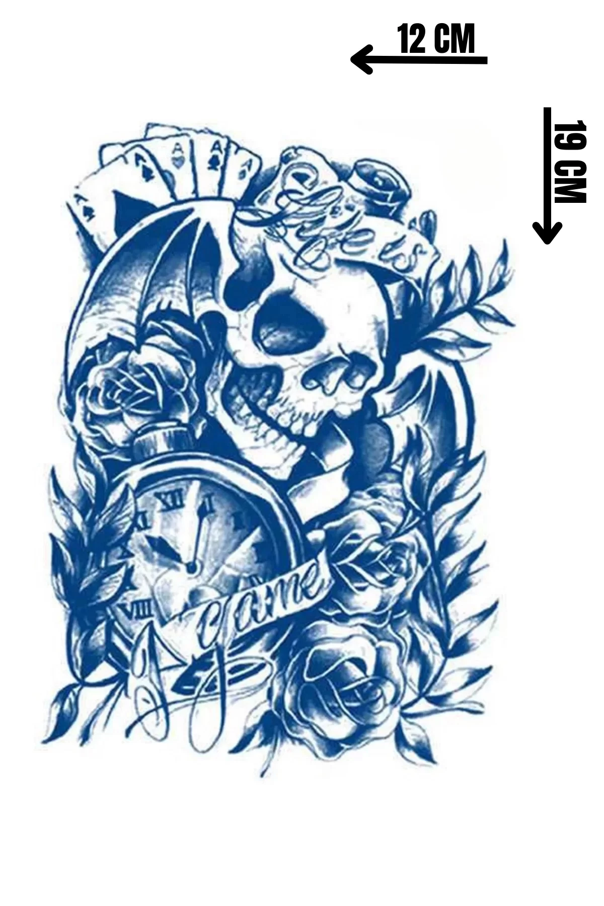 Kurukafa Figürlü 12 Saat Sonra Kararan Geçici Dövme Tattoo