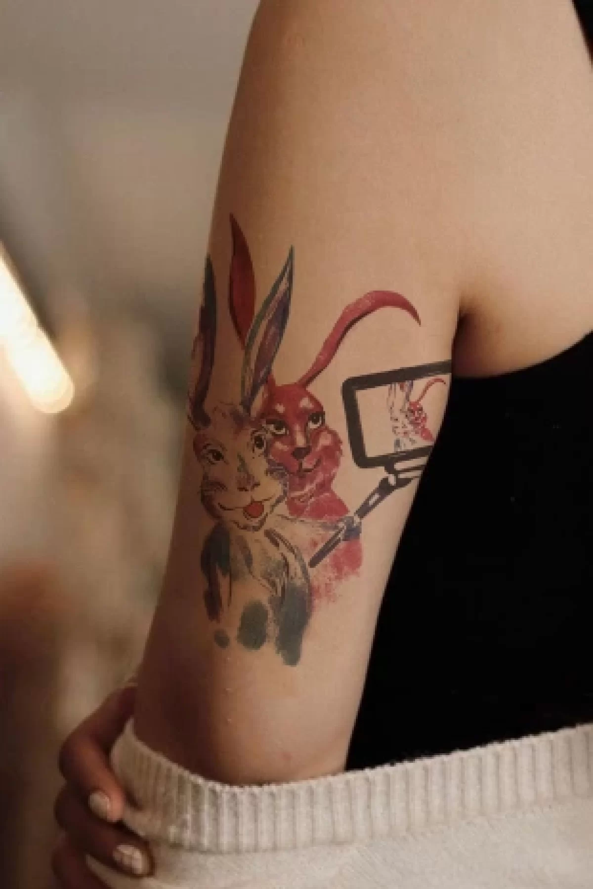 Selfie Tavşan Geçici Dövme Tattoo