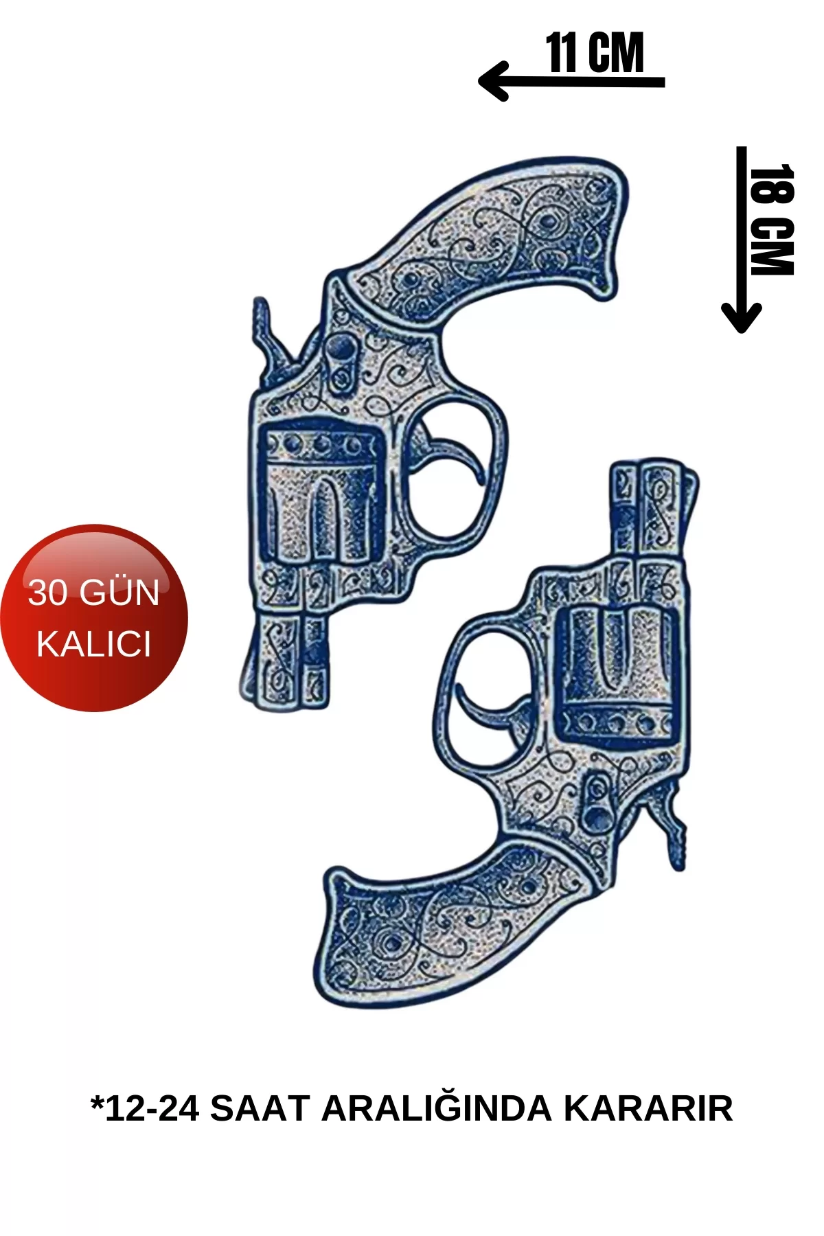 Silah Figürlü 12 Saat Sonra Kararan Geçici Dövme Tattoo
