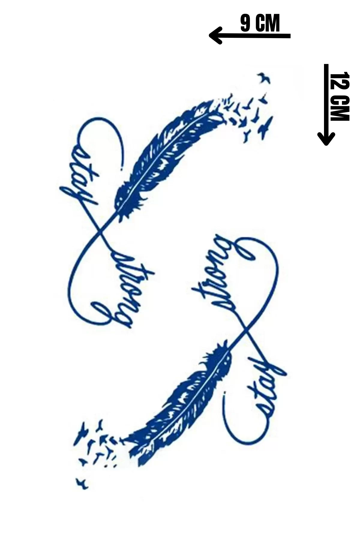Sonsuzluk İşareti Ve Tüy Figürlü 12 Saat Sonra Kararan Geçici Dövme Tattoo