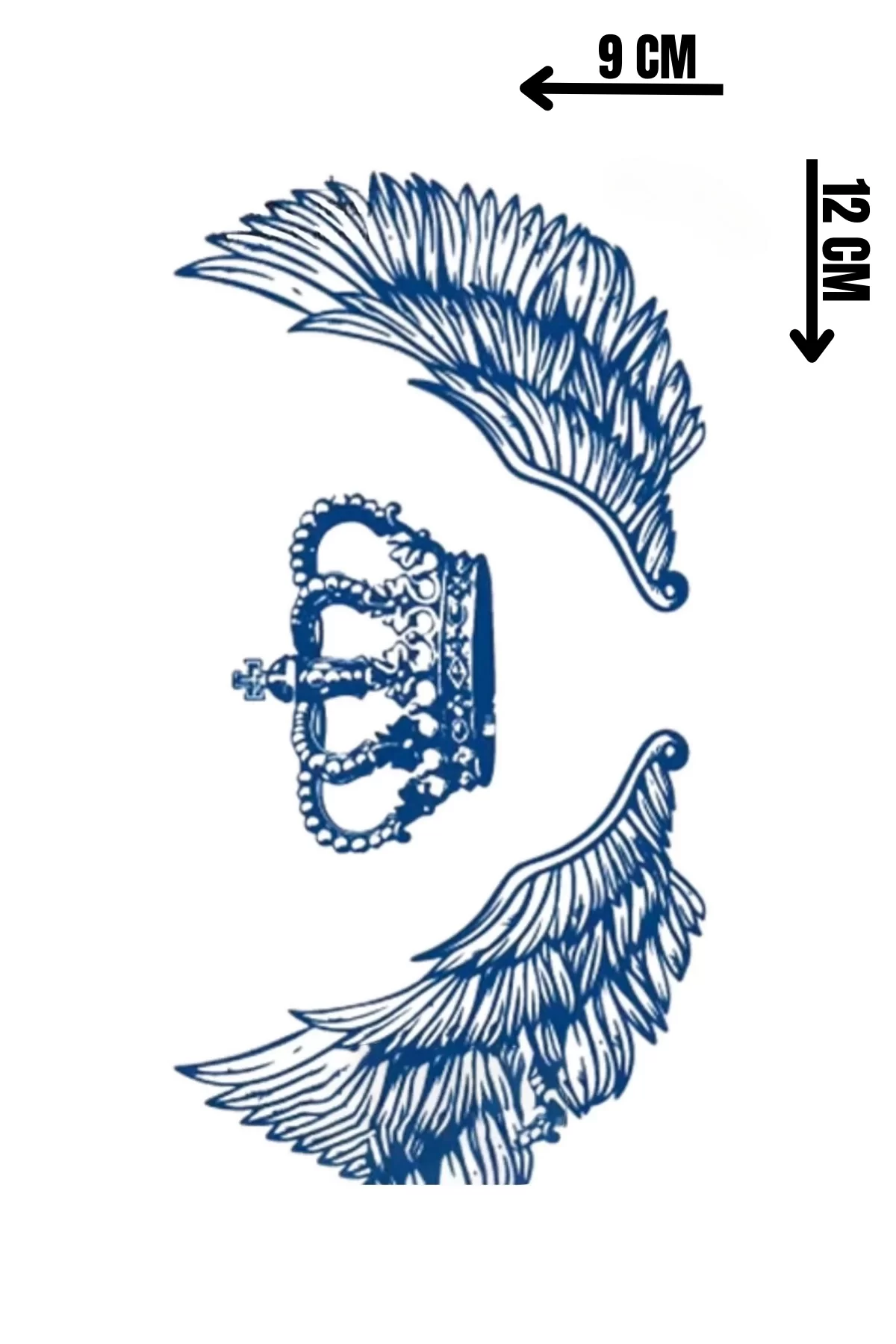 Taç Ve Kanat Figürlü 12 Saat Sonra Kararan Geçici Dövme Tattoo