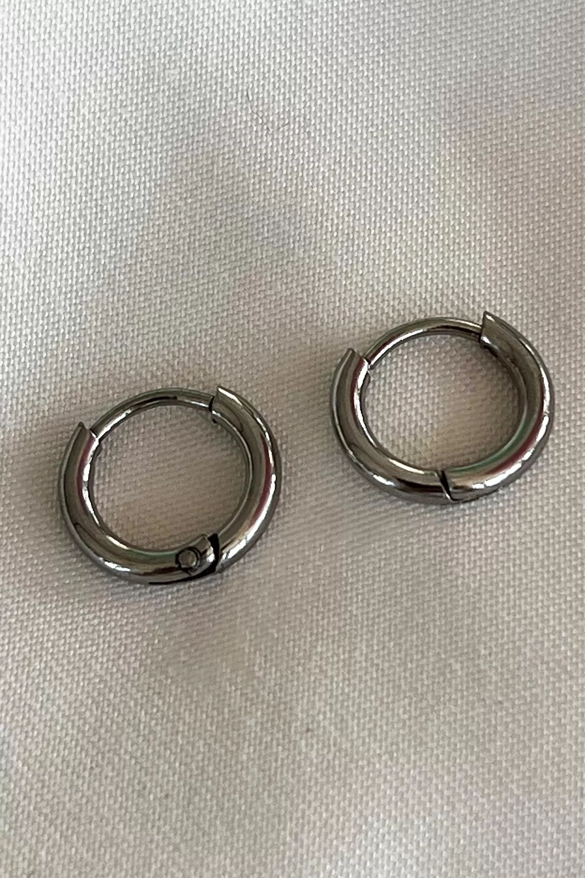 Gümüş Renk Unisex Çelik Halka Küpe 10mm (çift)