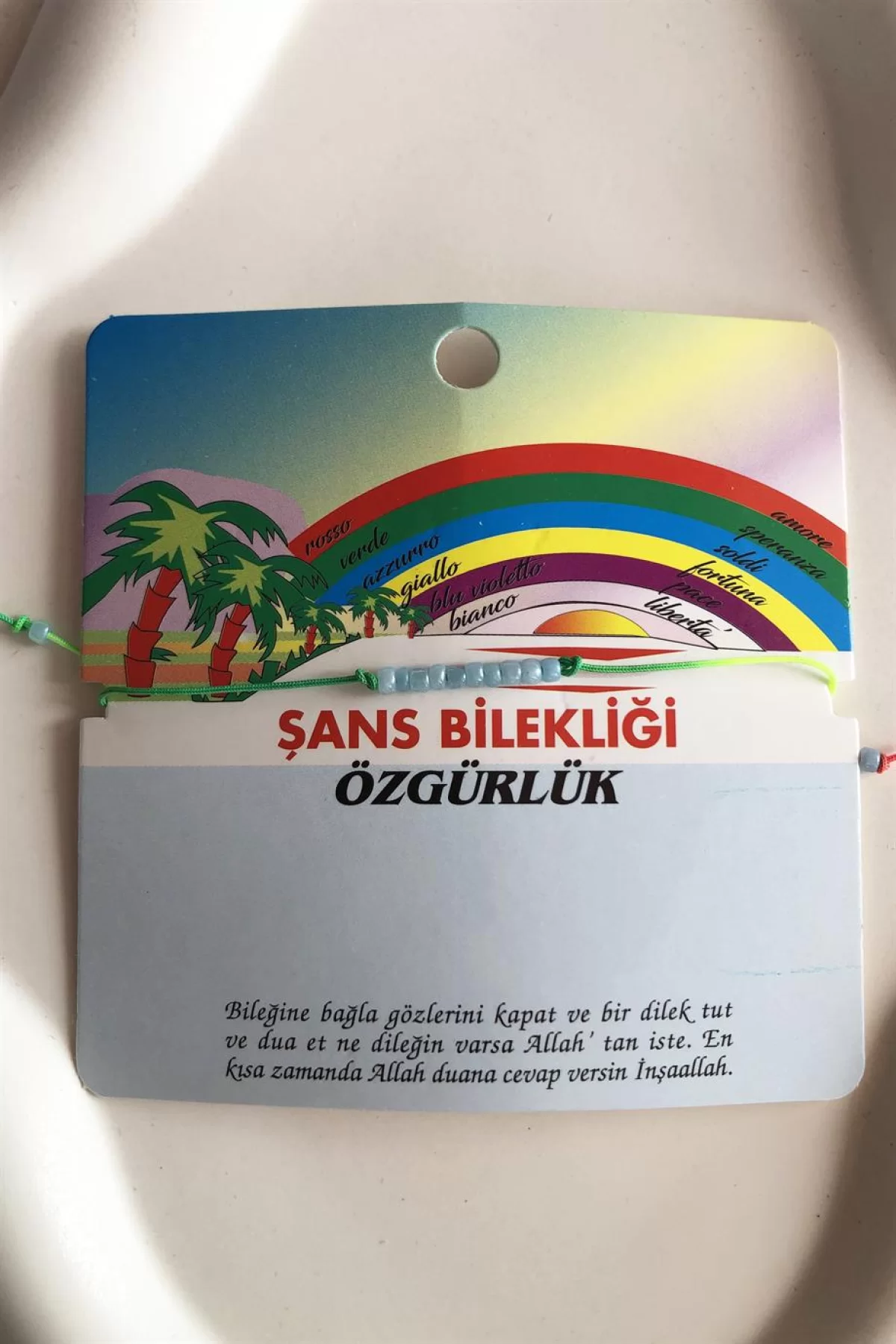 Karışık Renk Boncuk Detaylı Şans Bilekliği