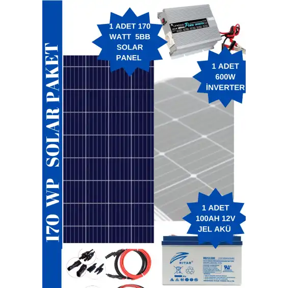 0.17 kwh Güneş Enerjisi Paketi ( lamba , televizyon , telefon şarjı )