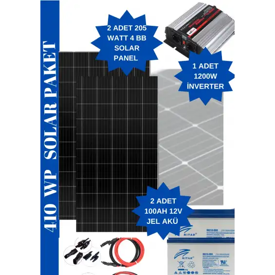0.41 kwh Güneş Enerjisi Paketi ( mini buzdolabı, lamba , televizyon , telefon şarjı )