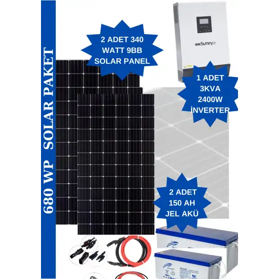 Güneş Enerjisi Hazır Paket 0.68 Kw/h
