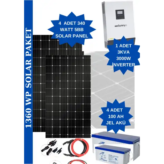 Güneş Enerjisi Hazır Paket 1.36 Kw/h Tiny Hause , Bağ evi , Konteynır , Karavan