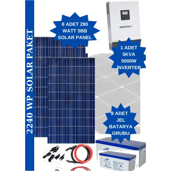 Güneş Enerjisi Orta Ölçekli Ev İçin Hazır Paket 2.24 Kw/h