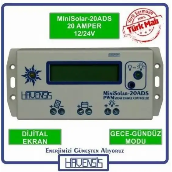 Havensis 12-24 Volt Solar 20 Amper Dijital Şarj Kontrol