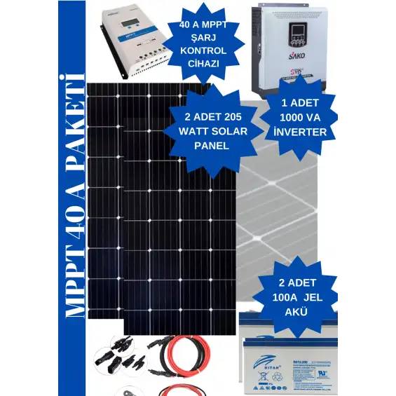 Karavan ve Tekne İçin Güneş Enerjisi Hazır Paketi MPPT 40 A