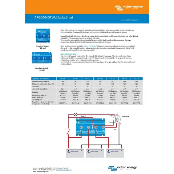 Victron Energy Argodiode 1 Giriş 3 Çıkış 100 Amper Akü İzolatörü 100-3AC  ARG100301000R