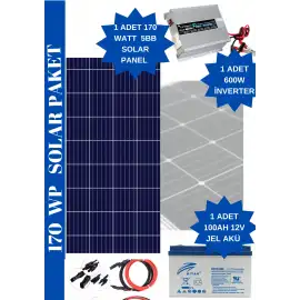 0.17 kwh Güneş Enerjisi Paketi ( lamba , televizyon , telefon şarjı )