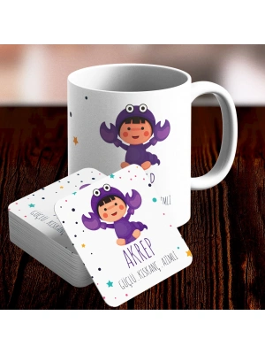 Akrep Burcu Özel Sevimli Kupa ve Altlık Seti