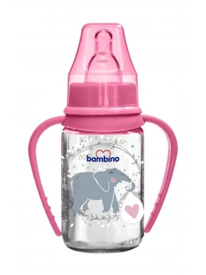 Bambino Kulplu Cam Biberon 125 ml - Pembe