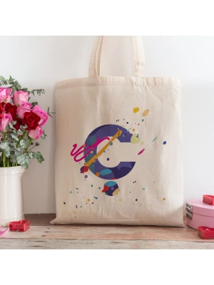 Ç Harfi Tasarımlı Alışveriş Plaj Bez Çanta